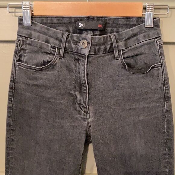 𝅺3X1 Denim Black High Rise Raw Hem Skinny Jeans Size 24 - Picture 6 of 8